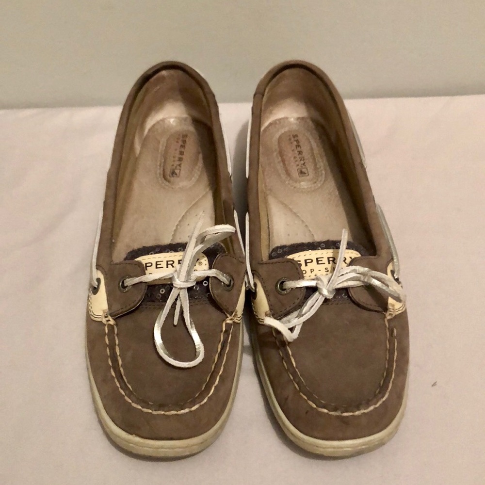 Sperry Grey/Silver sequin size 9